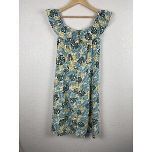 Ann Taylor LOFT Beach Womens Linen Dress Size 6 Green‎ Tropical Beach Cruise